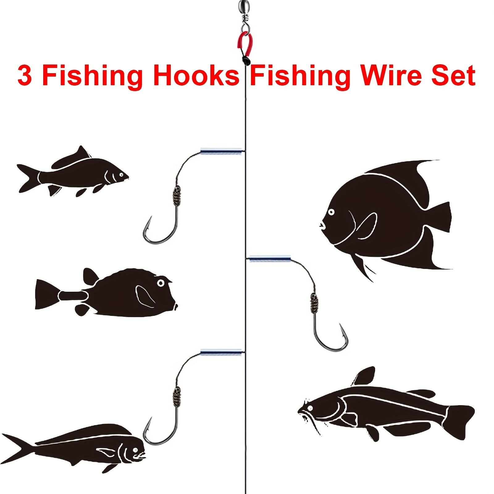 Fishing Hooks Fishing Wire Set, Stainless Steel String Hook Combination,  Fishing String Hooks Rigs With 3 Hooks, Fishing Hooks Anti-tangled String  Hoo