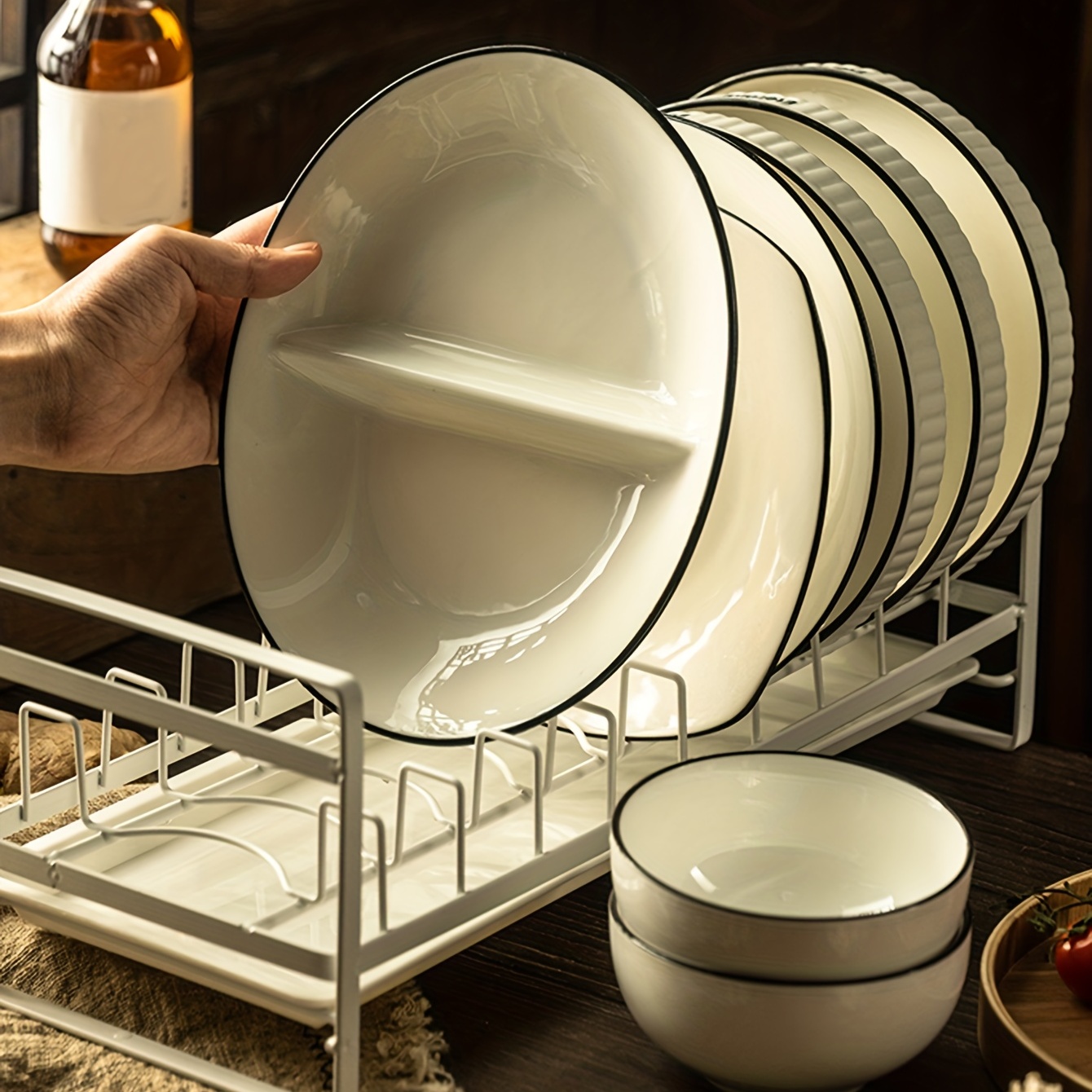 Kitchen Organizer Dish Drying Rack Telescopic Plate Bowl Pot Lid