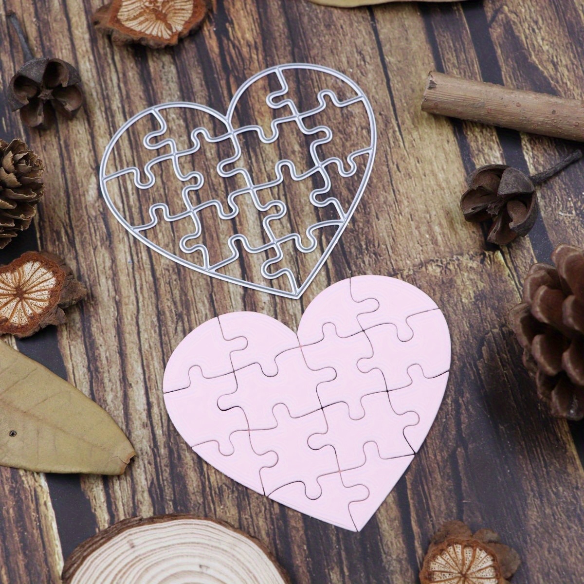 

1pc Jigsaw Heart Metal Cutting Die, Diy Handmade Craft Stencil