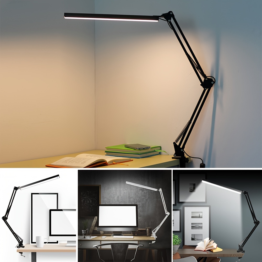 

3 Colors Changing Usb 5v Led Folding Metal Desk Lamp Diy Clip On Long Arm Adjustable Brightness Diming For Living Room Reading Table Usb Lamp Light
