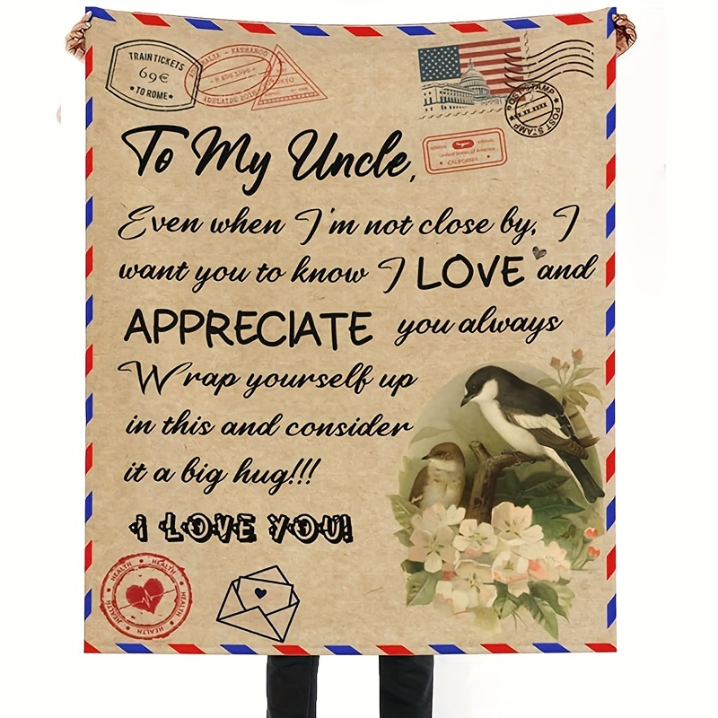 

1pc Uncle Gift Blanket, Niece And Nephew To Uncle Father's Day Blanket, For Uncle Thanksgiving Birthday Gift Blanket, Warm Cozy Soft Blanket For Couch Bed Sofa Office Camping