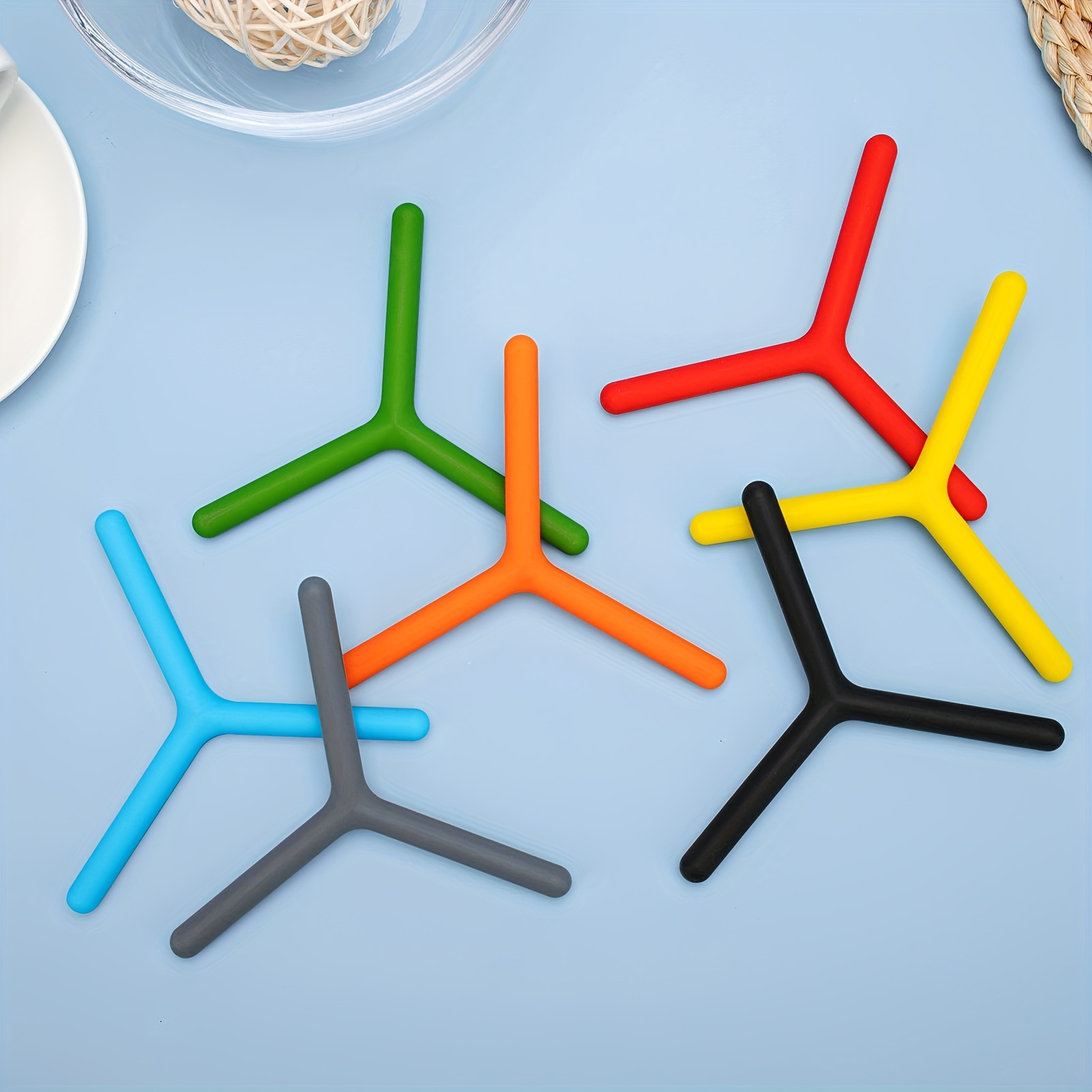 4pcs Silicone Pot Holder Trivet Mat Hot Pads-Black/Orange/Red/Blue