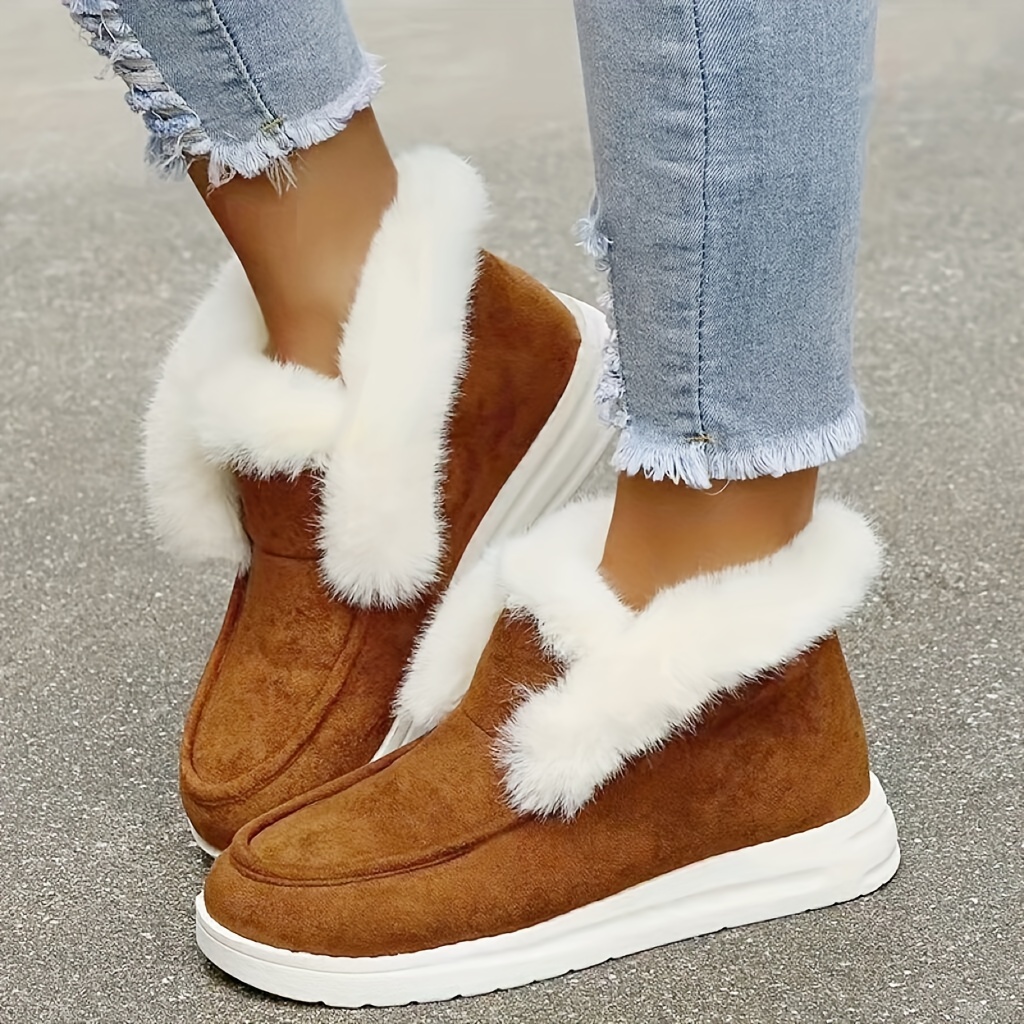 Botas Nieve Térmicas Invierno Mujer Zapatos Sin Cordones - Temu