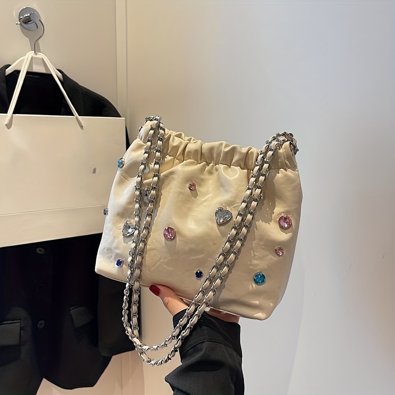 Women's Y2K Sparkly Silver Hobo Bag