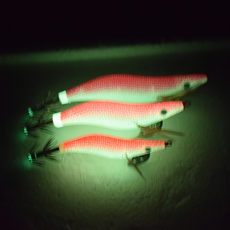  10Pcs Fluorescent Squid Luminous Squid Jigs Shrimp Prawn Lures  Saltwater Fishing Hard Fishing Lures Glow Squid Jig Hooks Fish Lures Baits  Fluorescent Squid Jig Hooks Shrimp Baits Soft Luminous Shrimp 