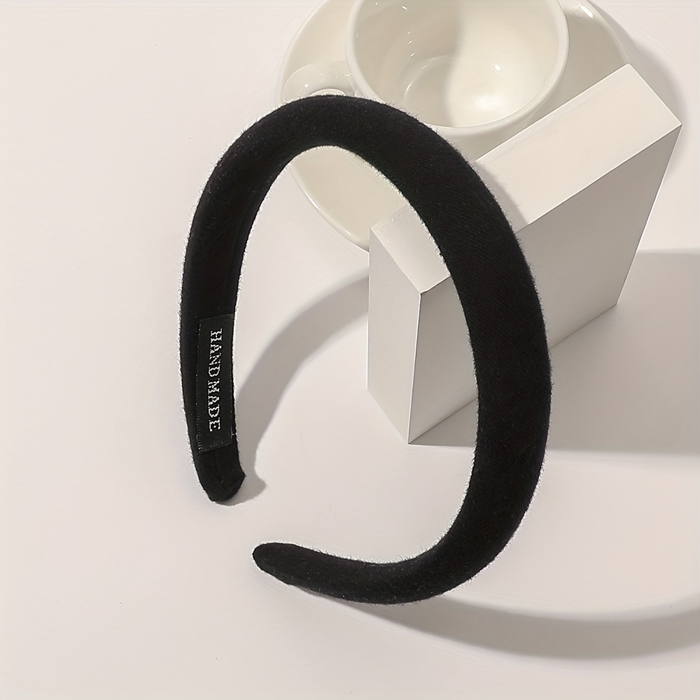 1pc Fashion Solid Color Wide Hair Band Vintage Elastic Hair Hoop