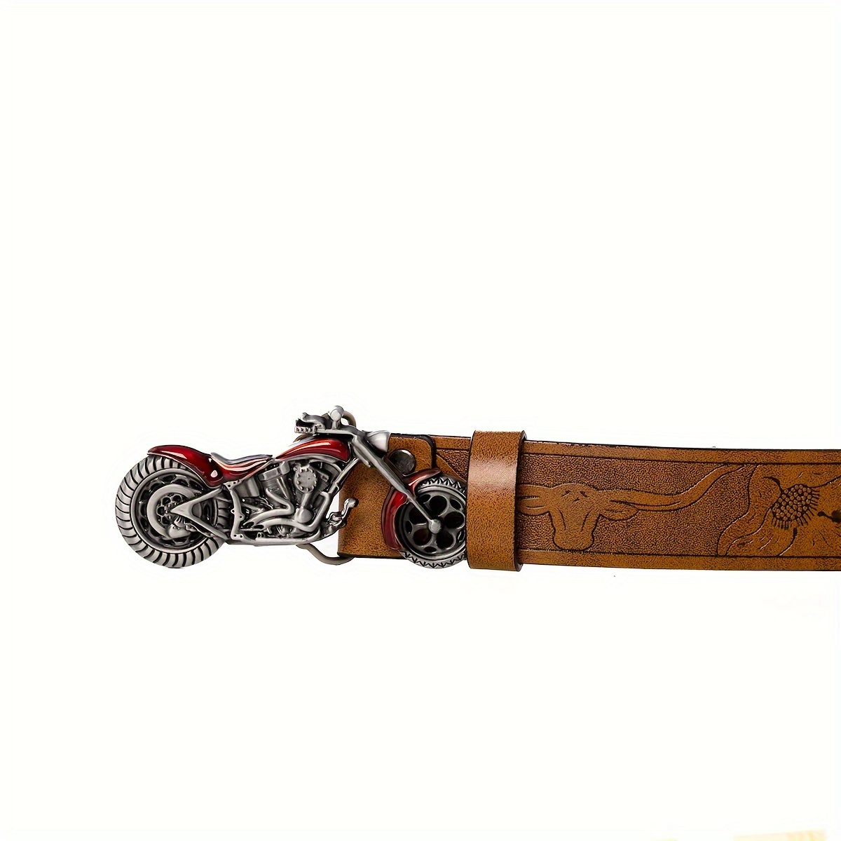 Retro Pattern Buckle Red PU Leather Men's Belt