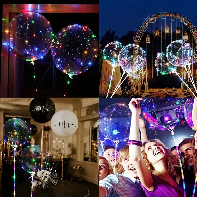 Light Bubble Balloons Set Sticks + Light Clear - Temu Canada