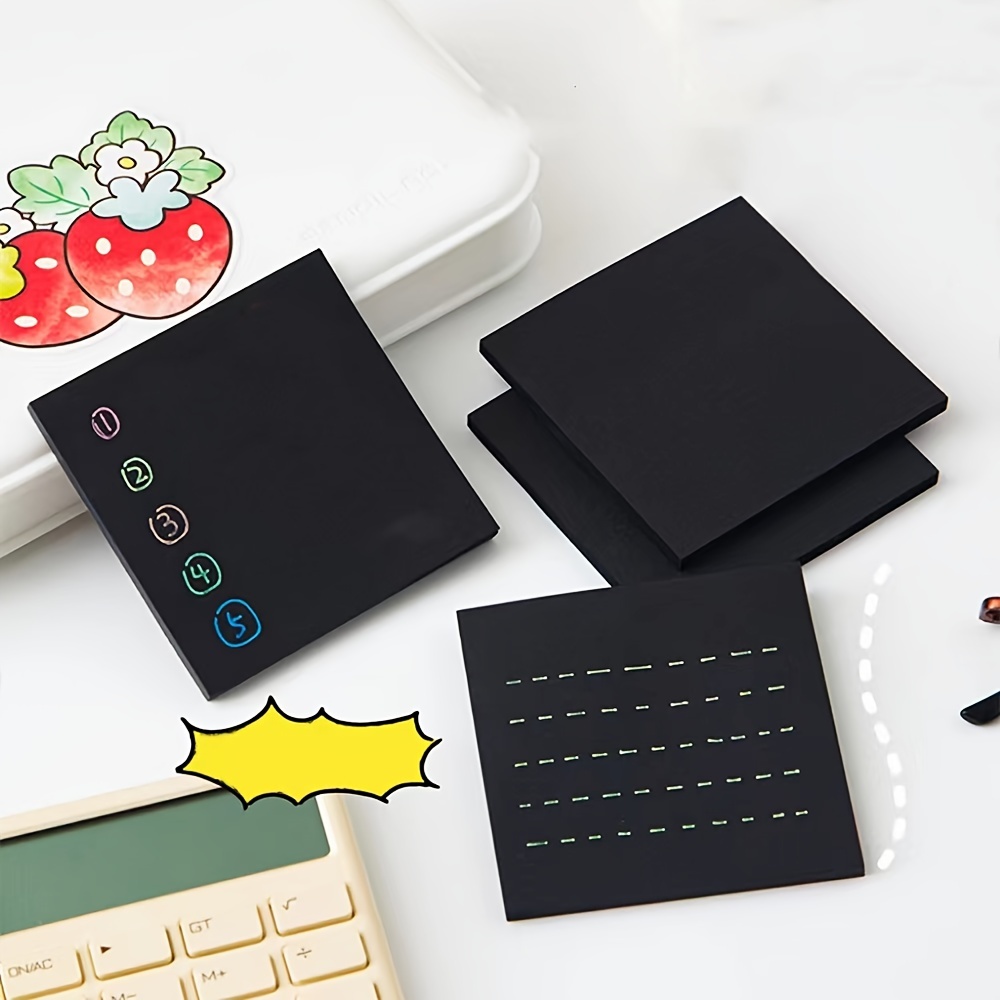 Yatniee Black Posted It Note Student Message Notepad Cute Solid