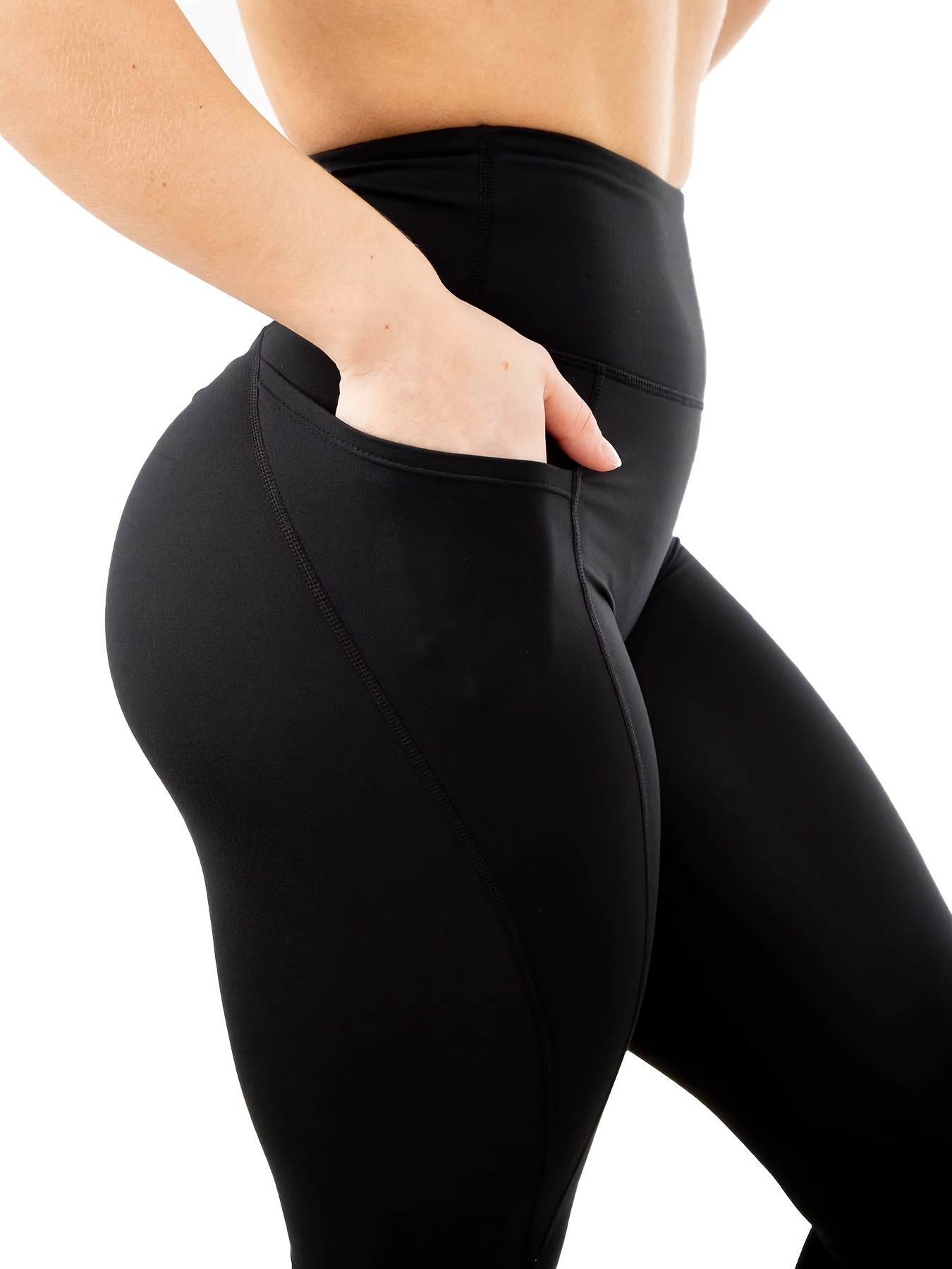 Ruched Pocket Yoga Leggings Sporty Casual Solid High Waist - Temu
