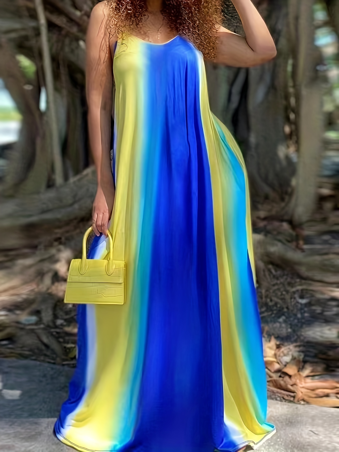 Solid Color Long Sleeve Dress Elegant V Neck Flared Dress - Temu