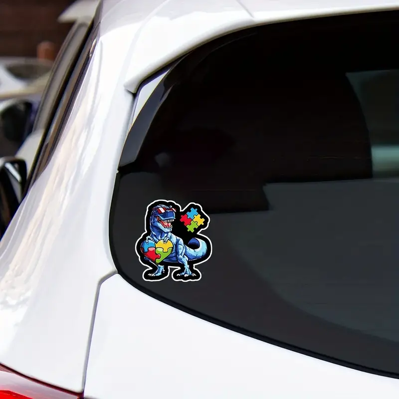 2pcs Autism Autistic Dinosaur Stickers Decal For Laptop Car Window Door Shop