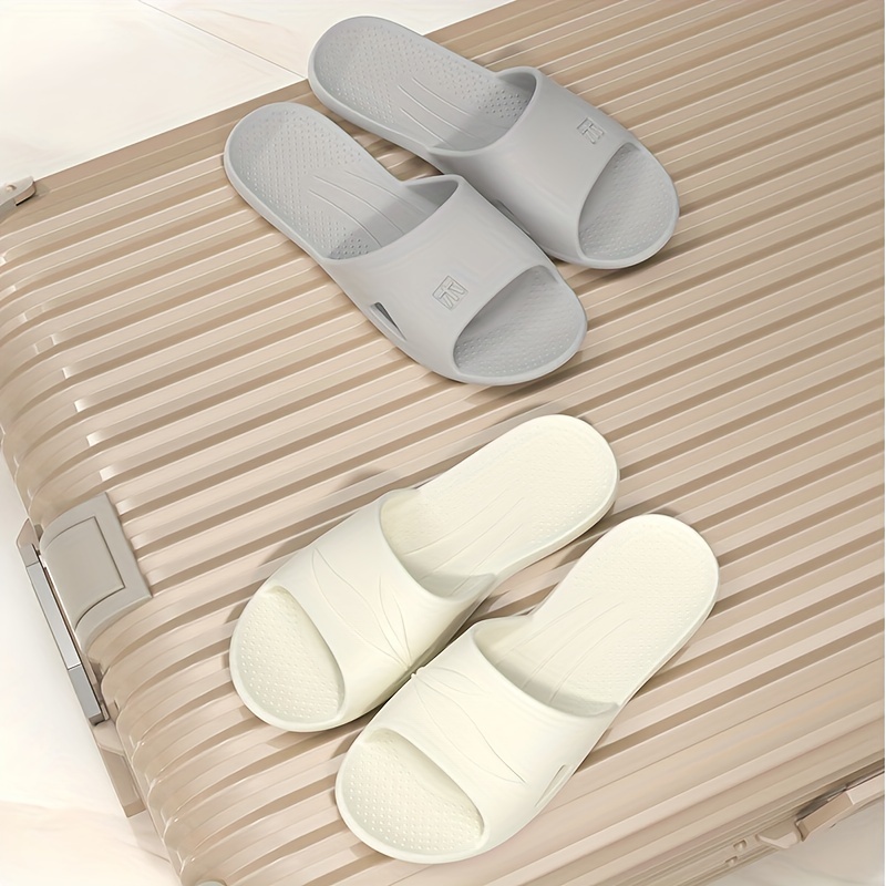 

Men's Embossed Slides, Casual Non Slip Slippers, Open Toe Shoes For Indoor Outdoor Beach Shower, Spring And Summer
