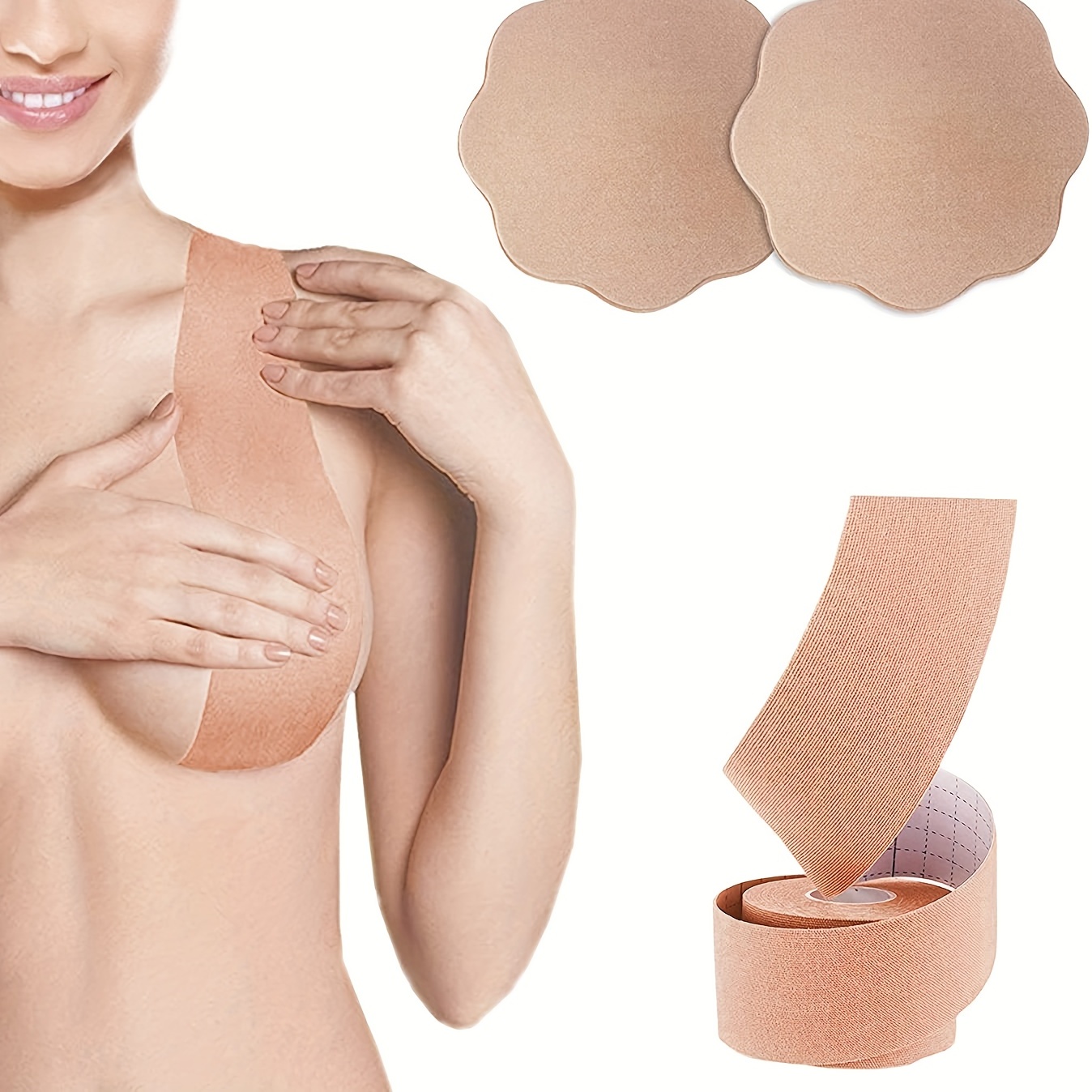 XL Boob Tape Breast Lift Tape for Contour Lift Fashion Boobytape Athletic  Tape for Breasts Body Tape for Lift Push up in All Clothing Fabric Dress  Types Waterproof Sweatproof Invisible Beige