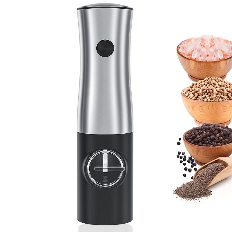 Pepper Grinder, Household Sea Salt Ginder, Electric Adjustable Spice Grinder,  Automatic Sea Salt Mill With Led Light, Reusable Battery Operated Pepper  Crusher With Cleaning Brush, Kitchen Gadgets, Kitchen Supplies - Temu