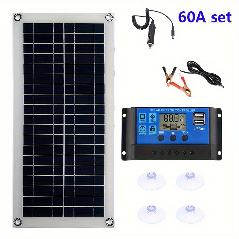 Panel Solar de 1000W, 12V, célula Solar, controlador de 10A-100A, Kit de placa  Solar para teléfono, RV, coche, caravana, casa, Camping, batería al aire  libre