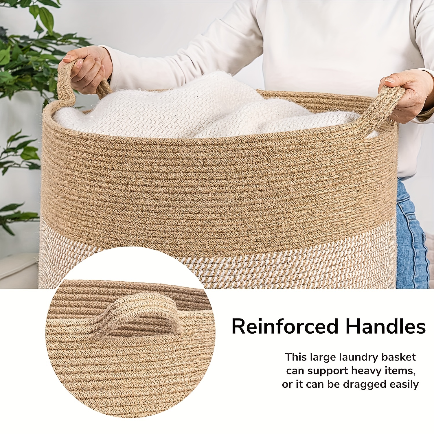 1pc Rope Woven Storage Baskets For Clothes Organizing, Large Blanket  Stoarge Basket For Living Room, Toy Organizer Basket, Color Matching Home  Organiz