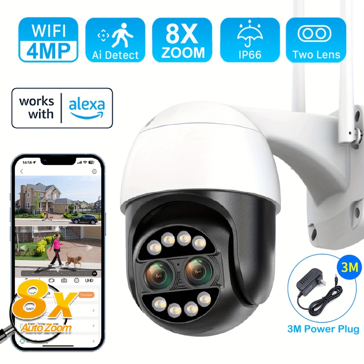4K 8MP PTZ IP Camera WiFi Humanoid Detection Color Night Vision Audio  Security WiFi Camera P2P CCTV Video Surveillance Cameras