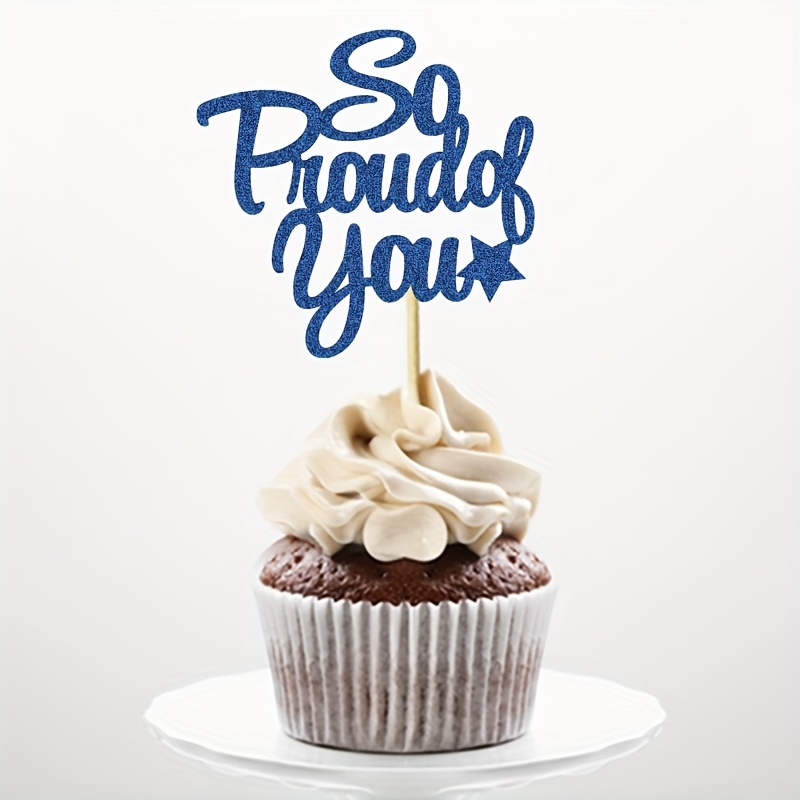 Blue Graduation Cupcake Toppers 2023 Glitter Graduation Temu New Zealand
