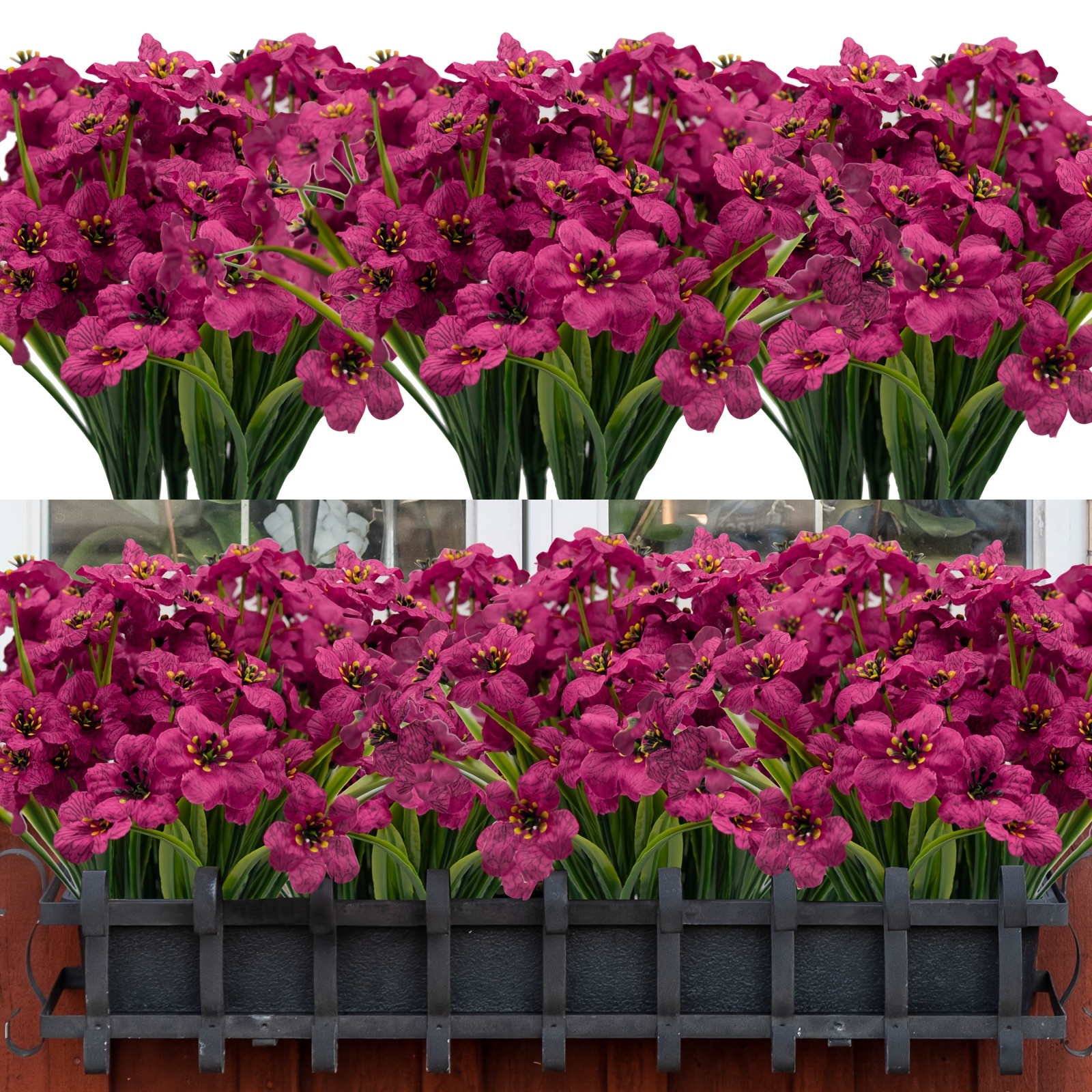 

22pcs Artificial Flowers, Outdoor Fake Flowers, Anti-uv Plastic Flowers, Outdoor Artificial Flowers, Window Boxes, Pink Garden Fake Plants, Front Porch Potted Plants, Home Decoration