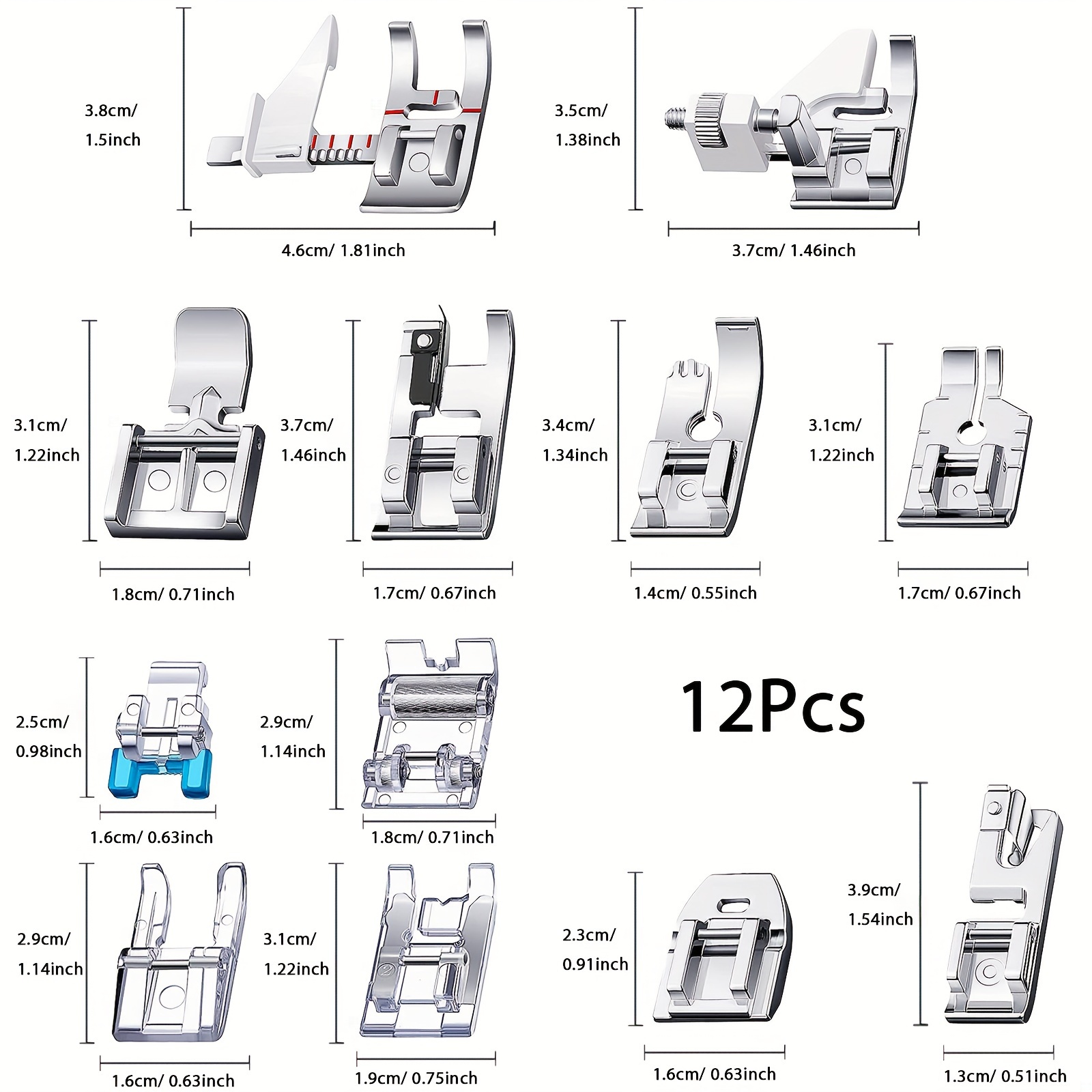 Universal 15 Piece Sewing Machine Presser Walking Feet Kit - OEM Suitable  for Babylock Janome Brother New Home Singer Kenmore Simplicity Toyota Necchi
