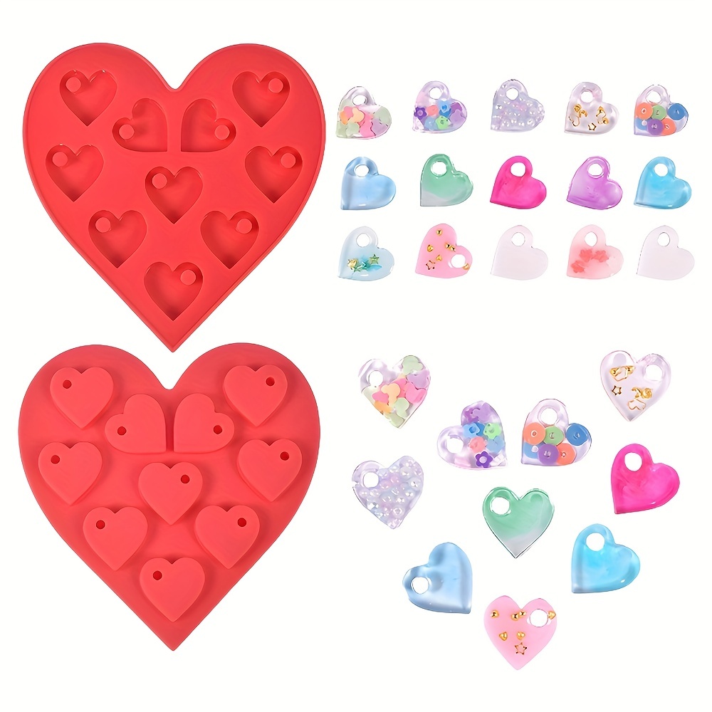 Valentine's Day Keychain Resin Molds,Love Heart Silicone Molds for  Epoxy,Resin Casting Molds with Hole for Keychain Jewelry Making