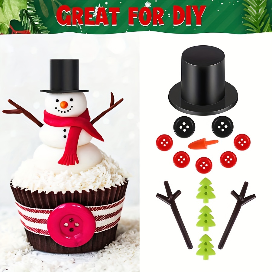 1 Set Snowman Making Kit Cute Black Hat Red Scarf Carrot Nose Dress-up Set  Outdoor Decoration Accessories DIY Christmas Snowman Tool Kit Kids Toy  Gift-Red