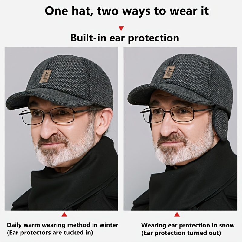 Men's Winter Ear Protection Baseball Cap - Windproof Thick Warm Cap