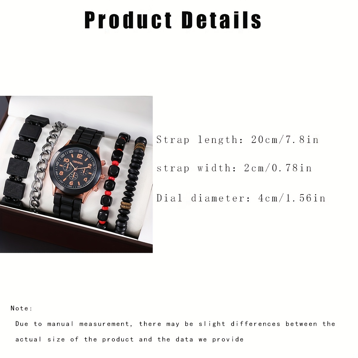 4pcs Set Mens Fashion Silicone Strap Watch 4pcs Bracelets Set