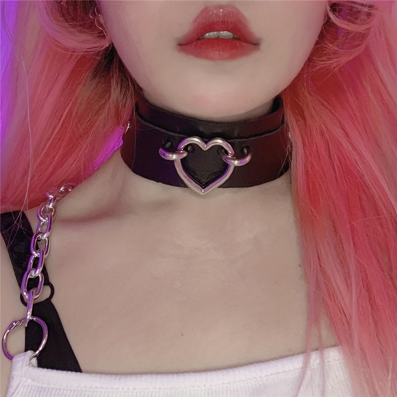 Sexy Punk Style Personality Pu Leather Love Choker Women's - Temu