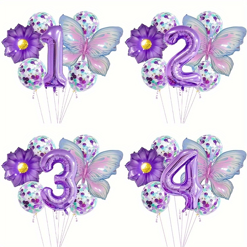 118pcs violet et argent papillon ballon zip fête d'anniversaire ensemble de  ballons - Temu France