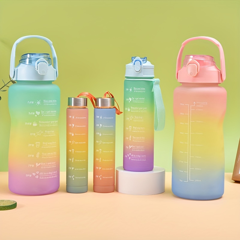 Gradient Water Bottle Set: Leakproof Straw equipped - Temu