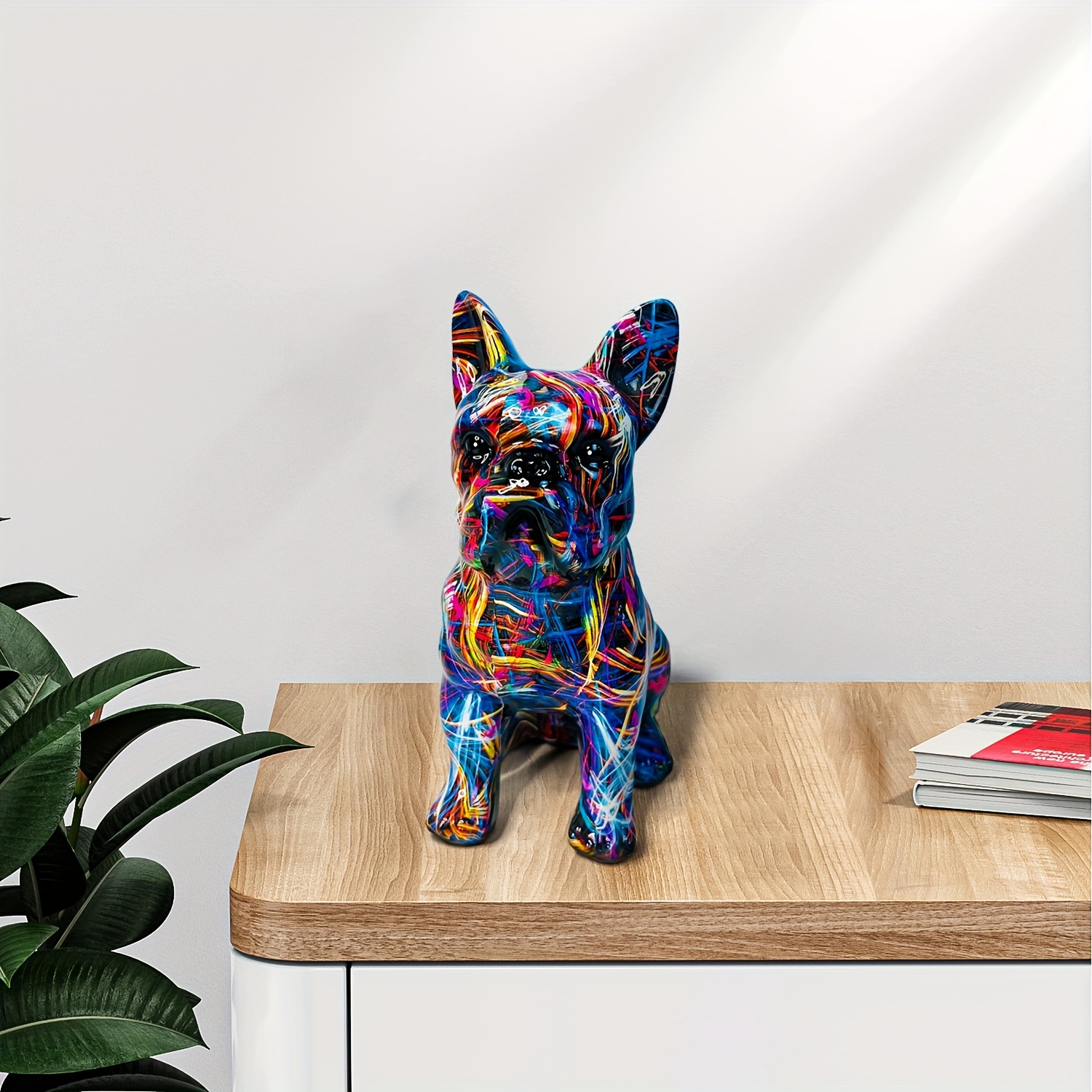 1 X Bunte Sitzende Französische Bulldoggen statue Kreative - Temu Germany