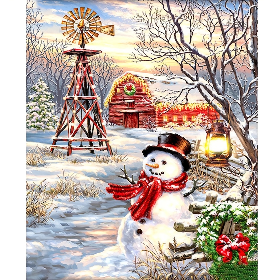 Diy Oil Paint By Number Kit For Adults Beginner 16x20 Inch.snowman