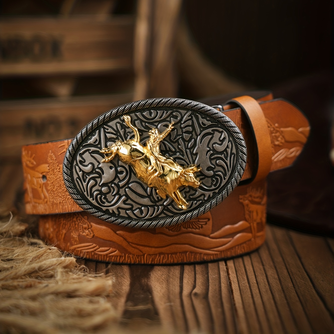 Fashion Mens Western Style Pu Leather Belt Cool Deer Pattern Buckle Pants  Belt Ideal Choice For Gifts - Jewelry & Accessories - Temu