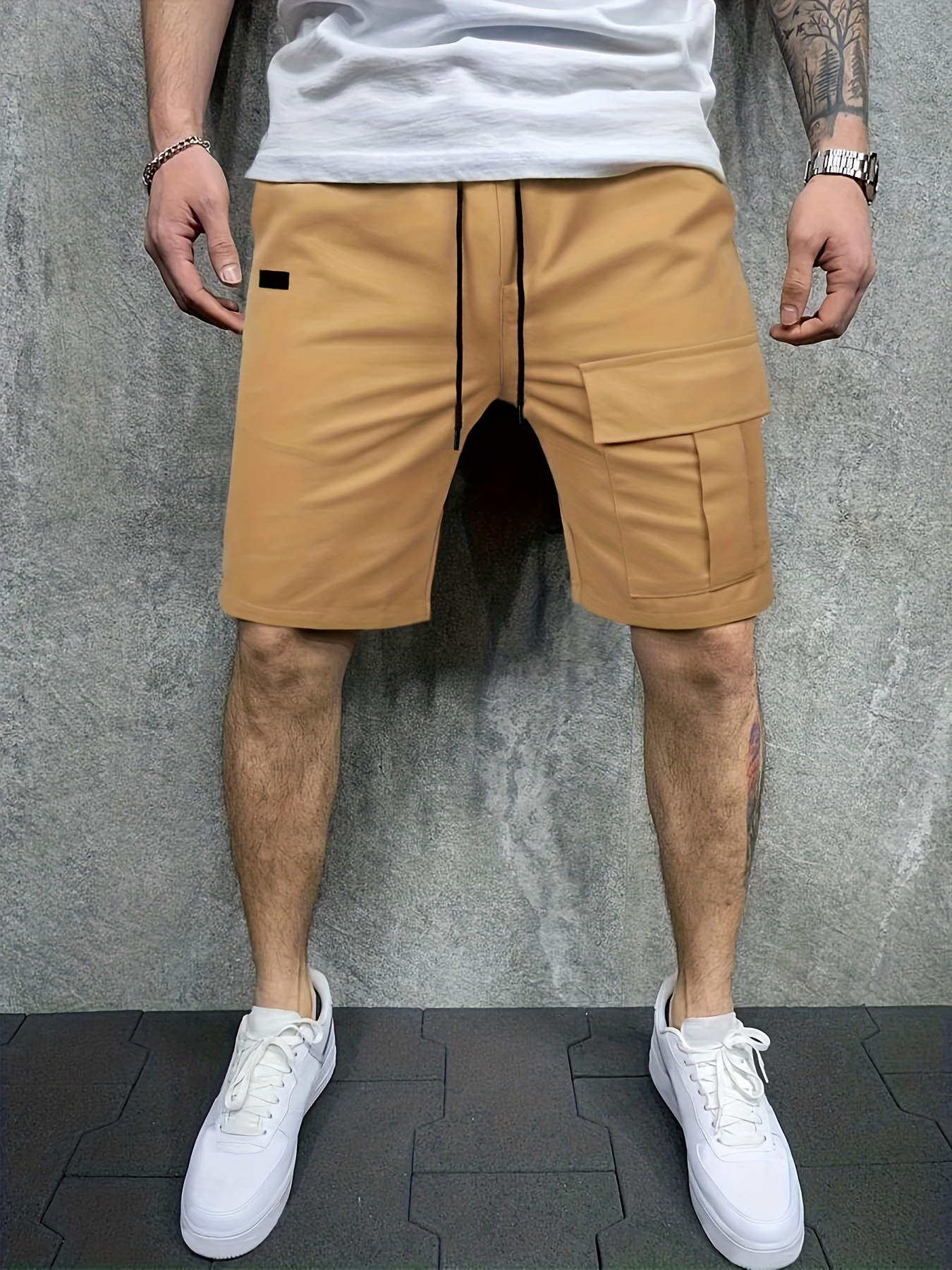 Shorts Clásicos Sólidos Hombres Shorts Cordón Activos - Temu