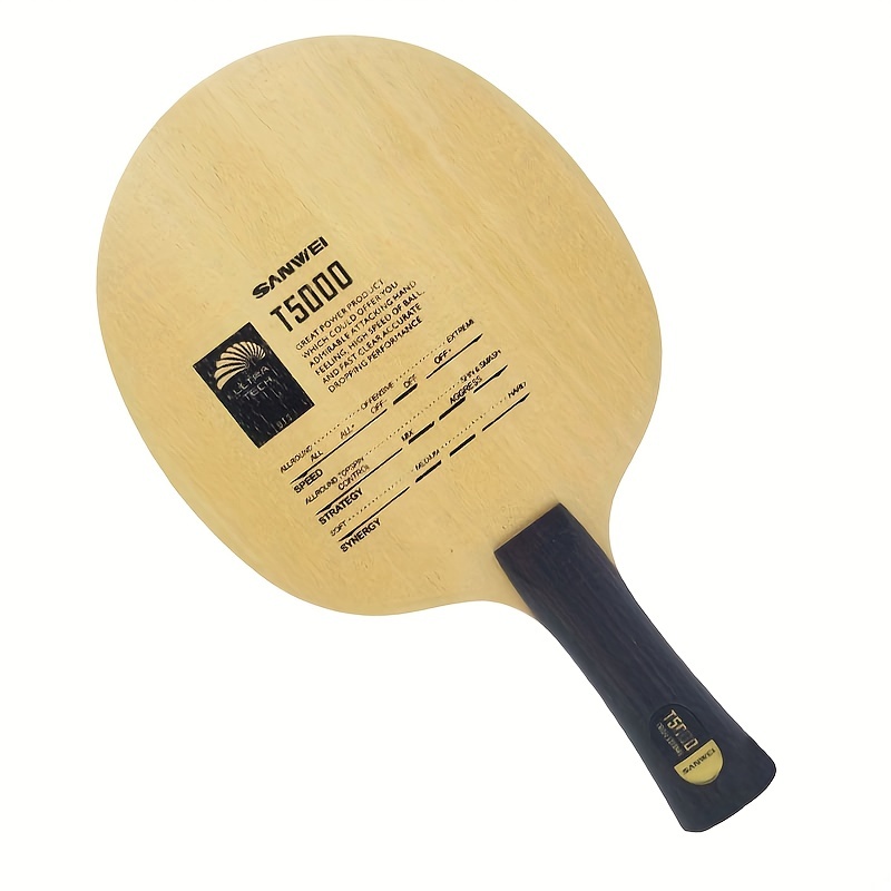 

T5000 Table Tennis Blade Racket For Beginner, Arc Offensive Type Pong Bat Paddle