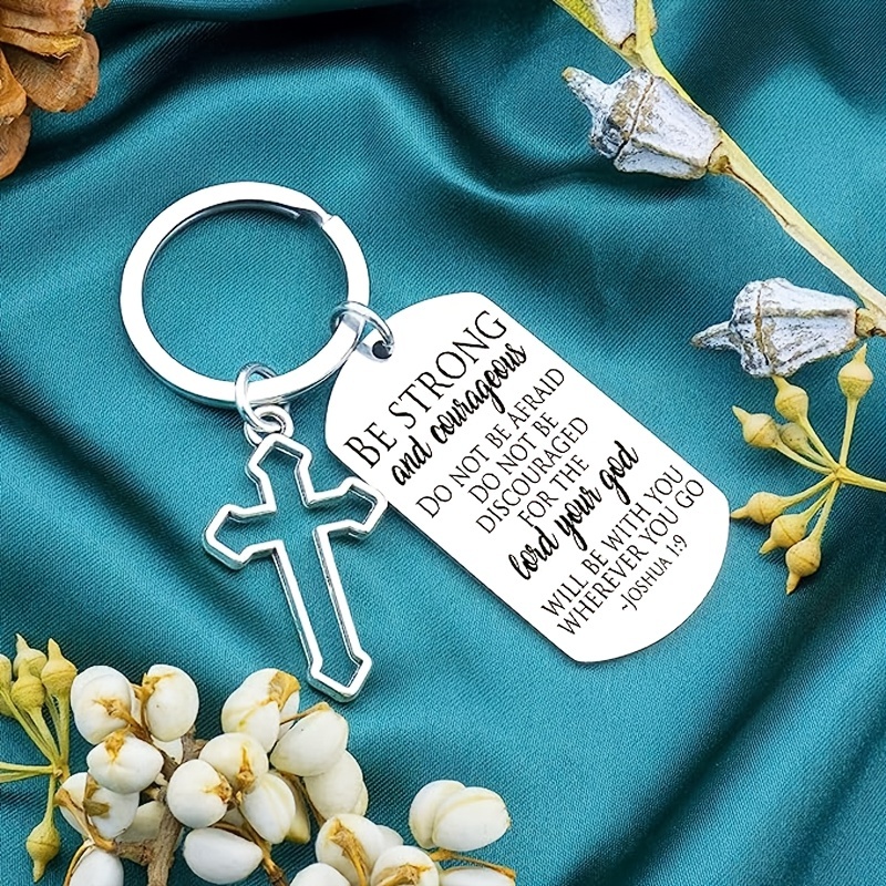 Bible Verse Keychain Inspirational Christian Gifts Religious Jewelry  Thanksgiving Baptism Bulk Stainless Steel Key Chain Gift