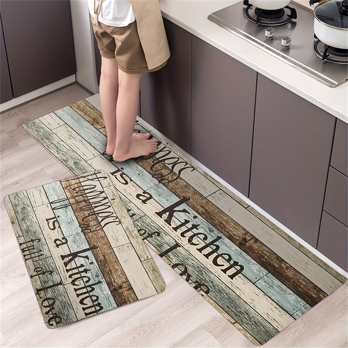 White Background Black Letter Carpet, English Letter Printed Kitchen  Carpet, Water-absorbing And Non-slip Mat, Anti-fouling And Waterproof Long Floor  Mat, Home Decor - Temu