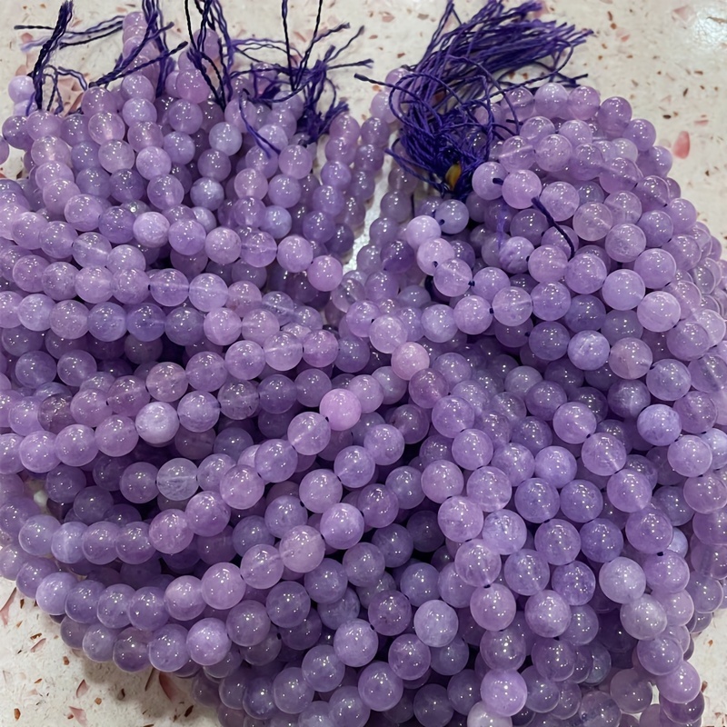 Amethyst Glass Beads Purple Round Energy Stone Handmade - Temu