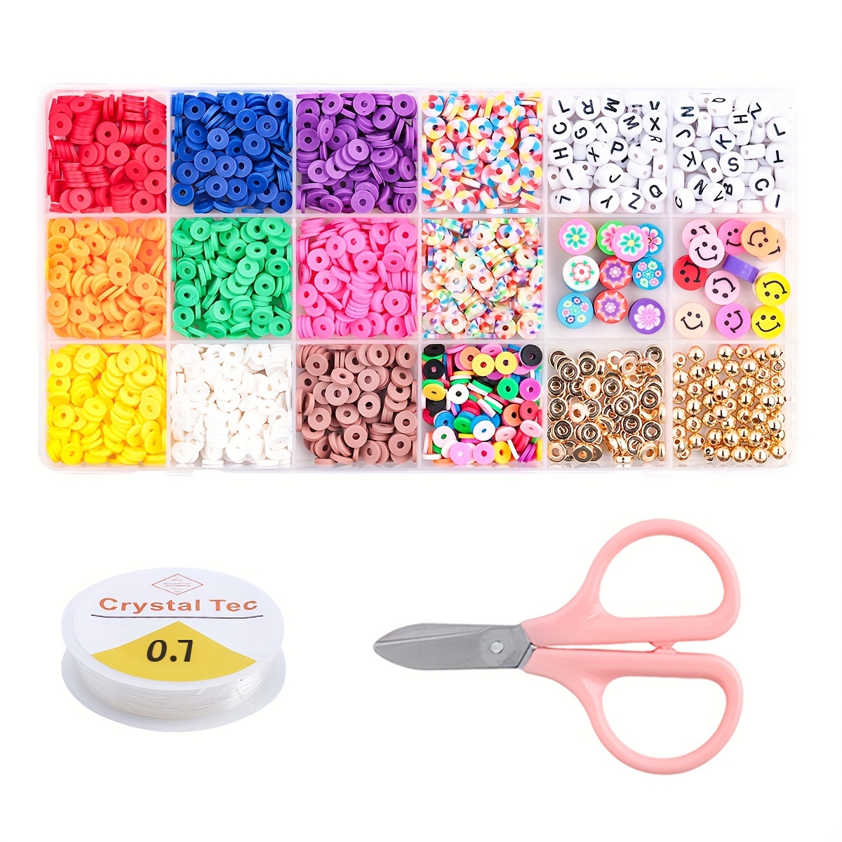 96 Colors Clay Beads Bracelet Making Kit Flat Round Polymer - Temu
