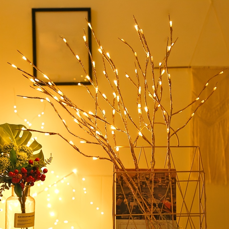 4 Stück LED Zweig Licht weiß gewickelt, batteriebetriebene Vase Weidenzweig  beleuchteter Zweig künstliche Birke dekorative LED Zweige Zweige Warmweiß  76,2 cm 20 LED für Hochzeit Party Home Decor : : Beleuchtung