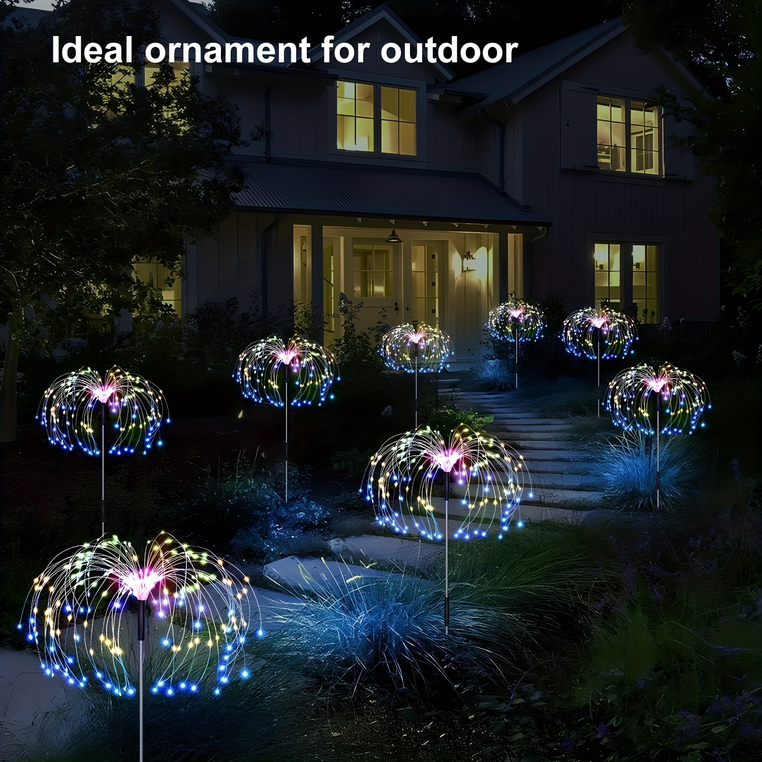 Feux d'Artifice Solaires à 120 LED, Éclairage d'Extérieur, Idéal pour un  Jardin, un Sentier