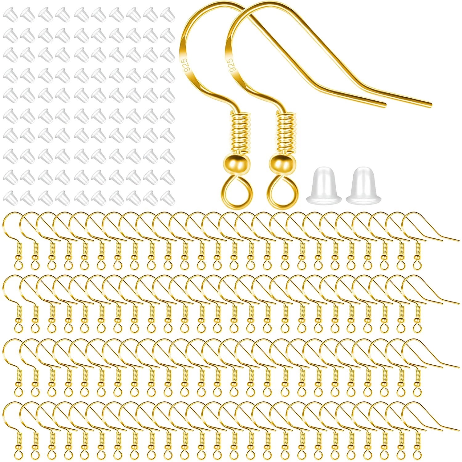 100 PCS/50 Pairs Earring Hooks, 925 Sterling Silver Hypoallergenic
