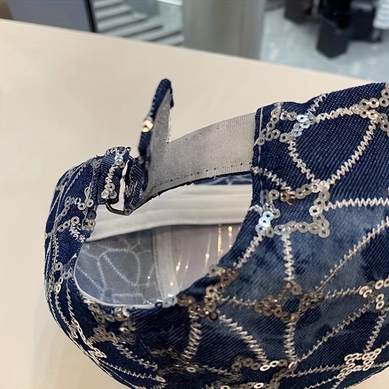 Denim Sequins Sunshade Baseball Cap