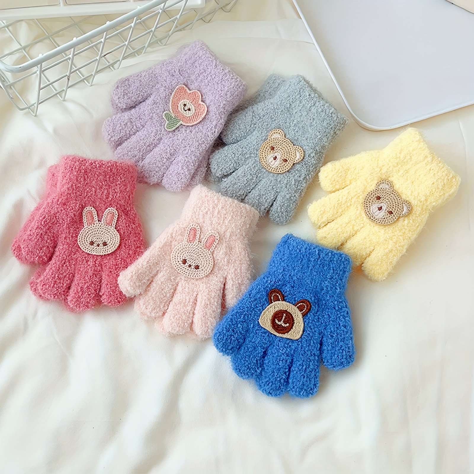 

3 Pairs Of 's Gloves And Bear Rabbit - Thickened 's Gloves, Suitable For 6-24 Months Old