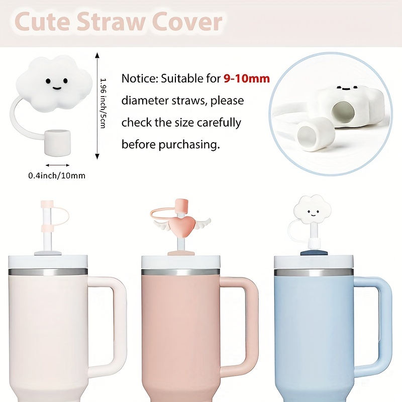 2pcs Straw Cap Covers  Silicone Reusable Tumbler Shaped Straw