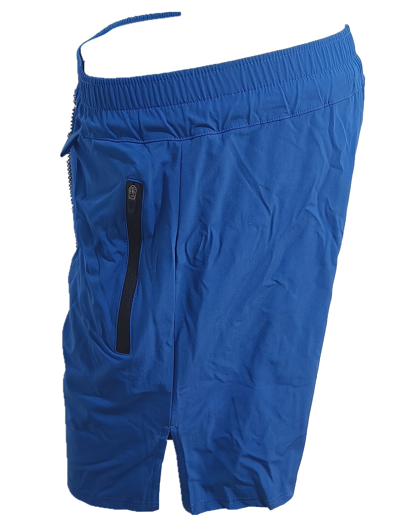 2-in-1 Double Layer Shorts With Inner Zipper Pocket, Men's High Stretch Sports Shorts For Summer Gym Workout Training