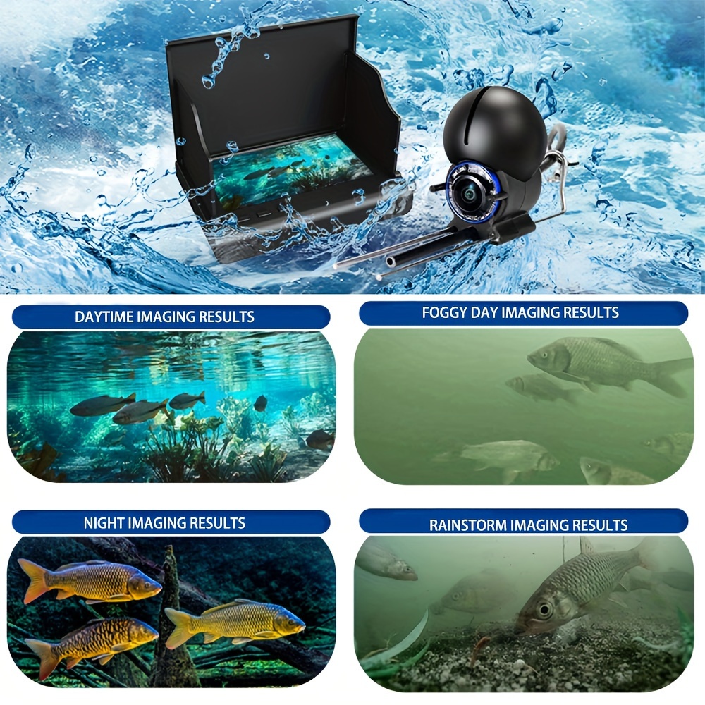 Underwater Fishing Camera Fish Finder, 4.3'' LCD Monitor, Night Vision, Ice Boat  Fishing 
