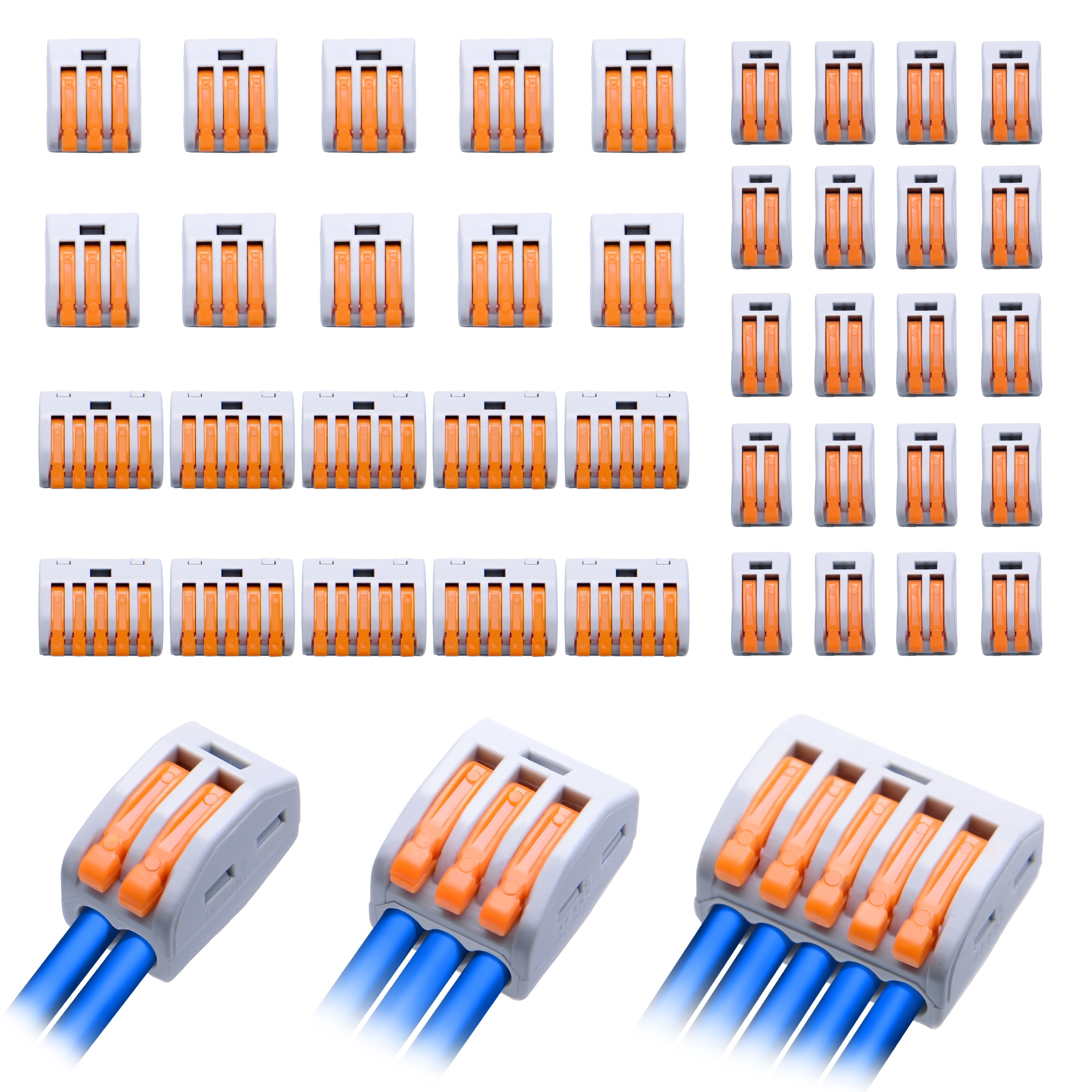Caja de conexiones de cables eléctricos, bloques de terminales rápidos de 5  piezas Conectores de cables Bloques de terminales rápidos Diseño fácil de  usar